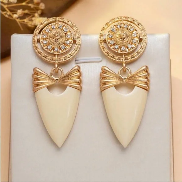 Givenchy Gold and Cream Drop Earrings - Picture 1 of 7